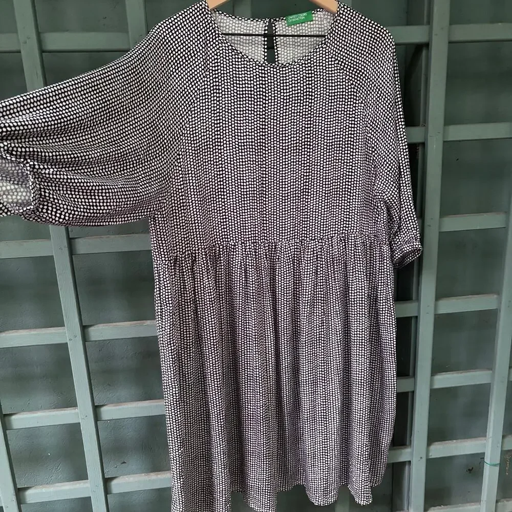 United Colors of Benetton Oversized Lagenlook Cottagecore Smock Dress- Size M - Picture 3 of 7